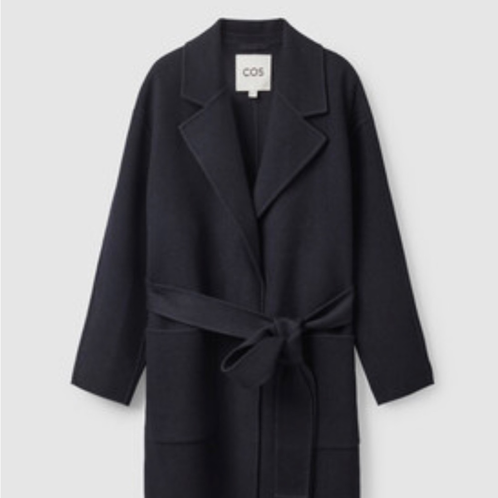Cos Navy Wrap Coat Size Small